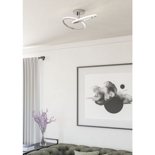 Candeeiro de teto LED com anéis deslocados e cromo CONGIUNTI EGLO
