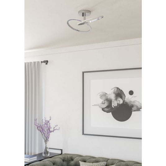 Candeeiro de teto LED com anéis deslocados e cromo CONGIUNTI EGLO
