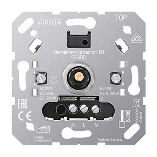 Dimmer giratório standard LED sem entrada auxiliar 1730DD JUNG