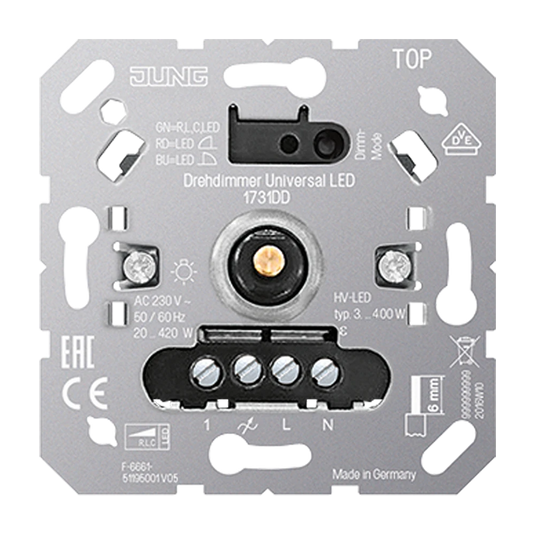 Dimmer giratório universal LED de encastrar JUNG
