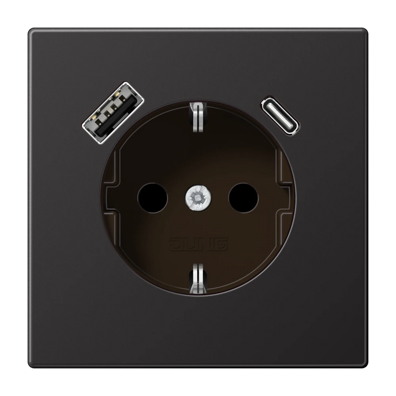Carregue imagem no visualizador da galeriaTomada SCHUKO® com Carregador USB Tipo A e Tipo C Safety Plus LS JUNG
