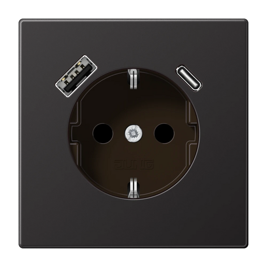 Tomada SCHUKO® com Carregador USB Tipo A e Tipo C Safety Plus LS JUNG