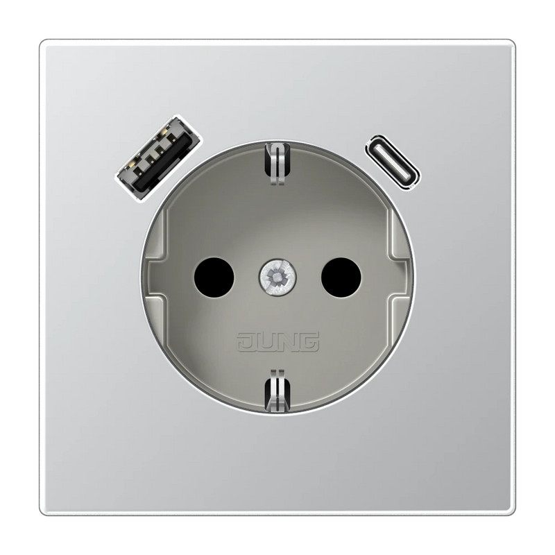 Carregue imagem no visualizador da galeriaTomada SCHUKO® com Carregador USB Tipo A e Tipo C LS JUNG
