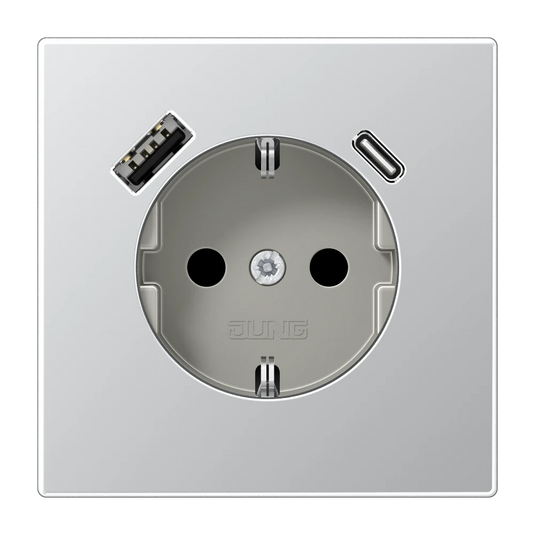 Tomada SCHUKO® com Carregador USB Tipo A e Tipo C LS JUNG