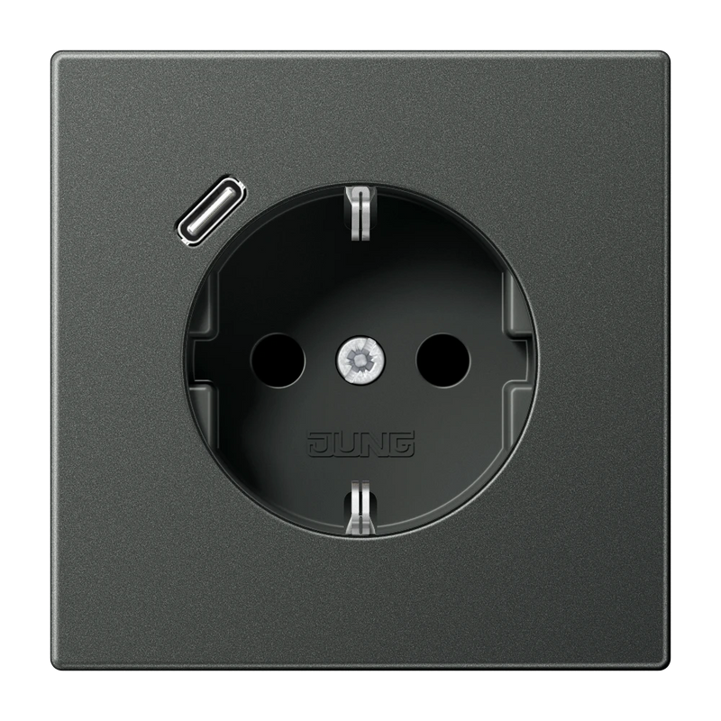 Carregue imagem no visualizador da galeriaTomada SCHUKO® com carregador USB tipo C Quick Charge LS JUNG
