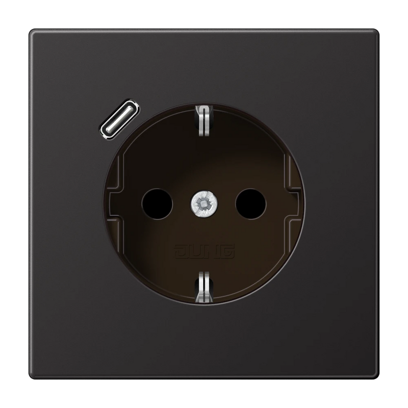 Carregue imagem no visualizador da galeriaTomada SCHUKO® com Carregador USB Tipo C Dark LS JUNG
