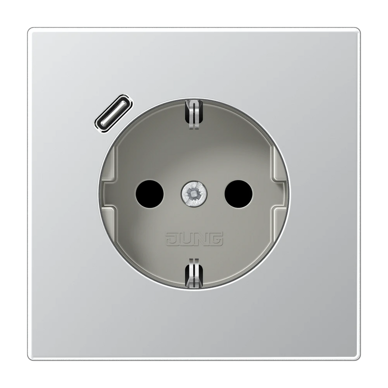 Cargue la imagen en el visor de la galería, Tomada SCHUKO® com carregador USB tipo C alumínio LS JUNG
