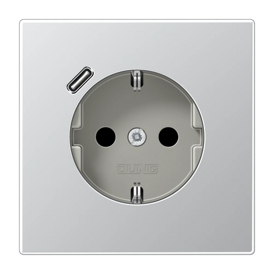 Tomada SCHUKO® com carregador USB tipo C alumínio LS JUNG
