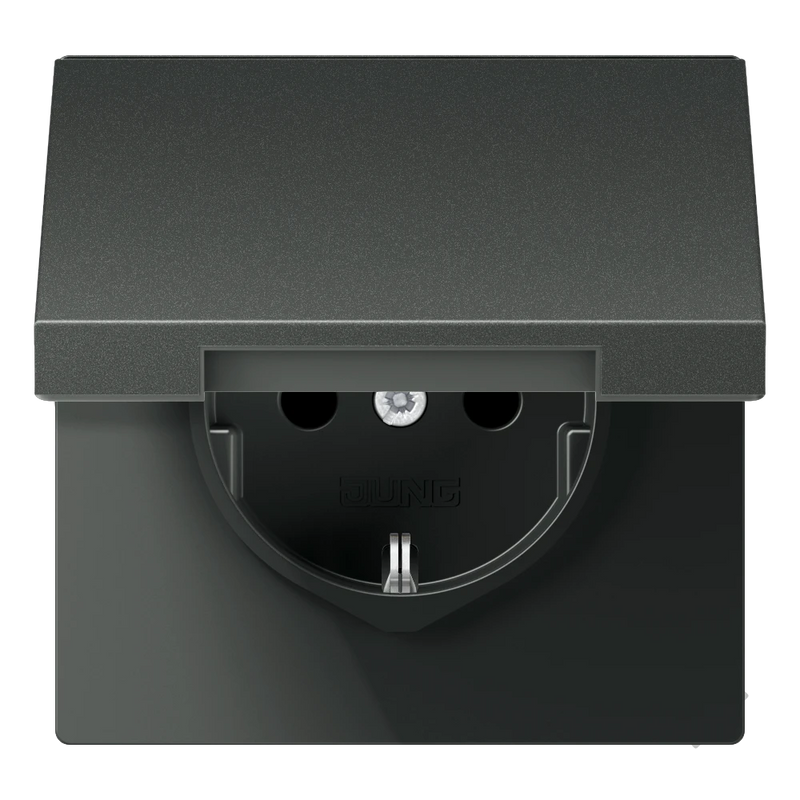 Load image into Gallery viewer, Tomada SCHUKO® 16 A 250 V com Tampa Basculante Alumínio Lacado LS JUNG
