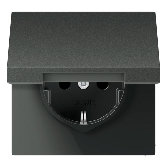 Tomada SCHUKO® 16 A 250 V com Tampa Basculante Alumínio Lacado LS JUNG