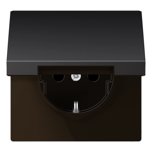 Tomada SCHUKO® com Tampa Basculante Alumínio Lacado LS AL 1520 KIKL D JUNG