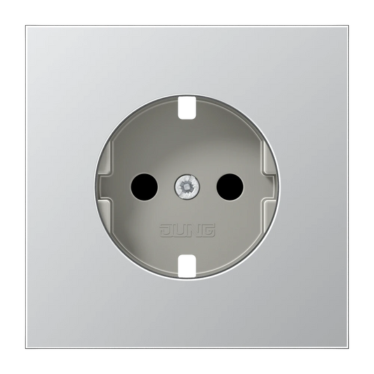 Placa Central para Bases de Tomada SCHUKO® Safety Plus Série LS Alumínio JUNG
