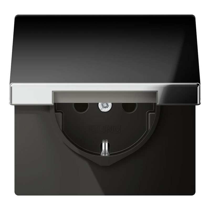 Carregue imagem no visualizador da galeriaTomada SCHUKO® 16 A 250 V com Tampa Basculante Cromado Brilhante LS JUNG
