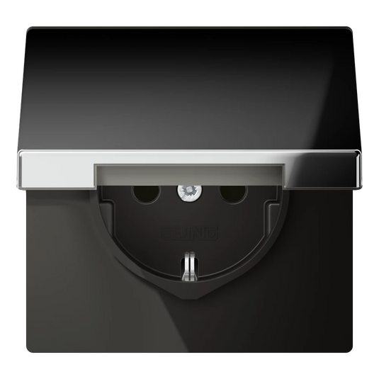 Tomada SCHUKO® 16 A 250 V com Tampa Basculante Cromado Brilhante LS JUNG