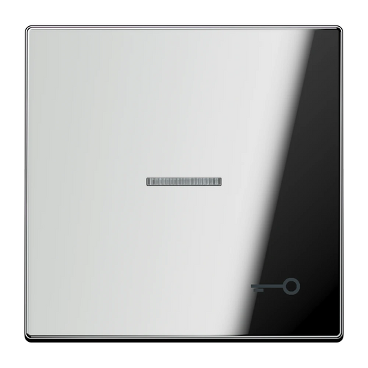 Tecla simples símbolo porta com visor cromado brilhante Série LS JUNG