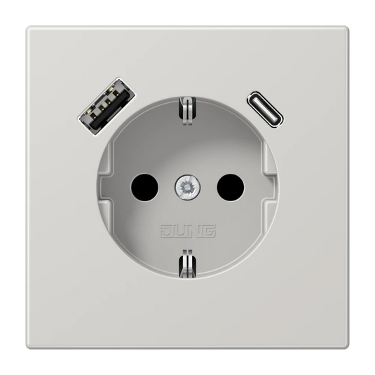 Tomada SCHUKO® com Carregador USB Tipo A e C LS1520-15CALG JUNG