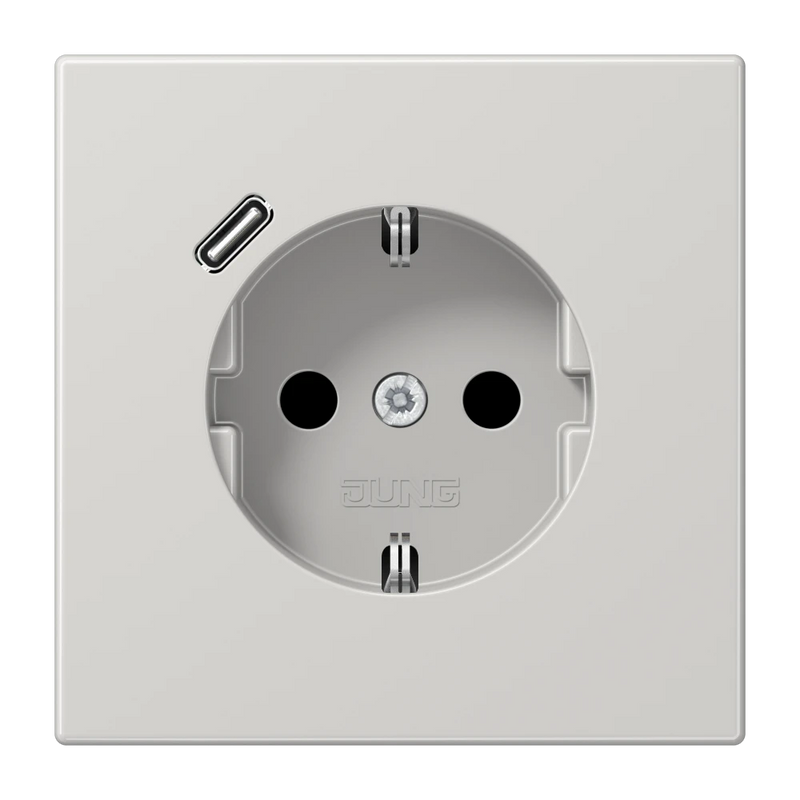 Load image into Gallery viewer, Tomada SCHUKO® com Carregador USB Tipo C Cinzento Claro LS1520-18CLG JUNG
