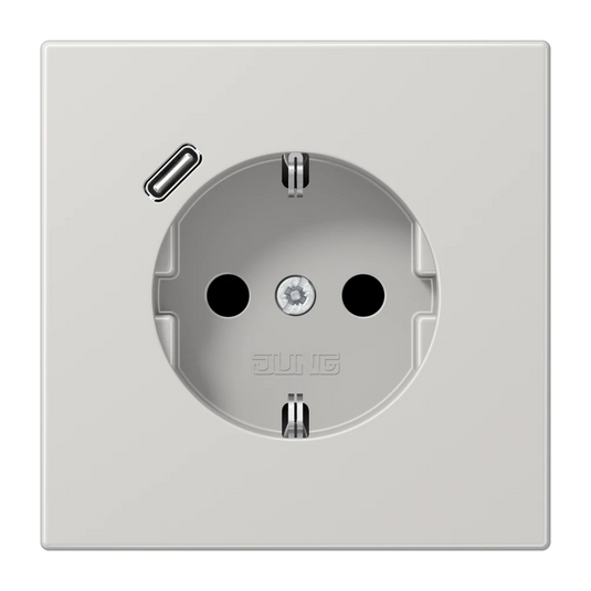 Tomada SCHUKO® com Carregador USB Tipo C Cinzento Claro LS1520-18CLG JUNG
