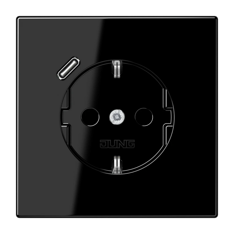 Cargue la imagen en el visor de la galería, Tomada SCHUKO® com carregador USB tipo C preto LS1520-18CSW JUNG

