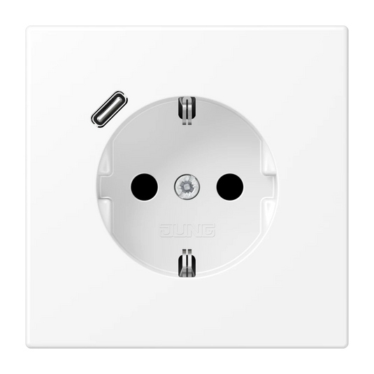 Tomada SCHUKO® com Carregador USB Tipo C Branco Mate LS1520-18C JUNG