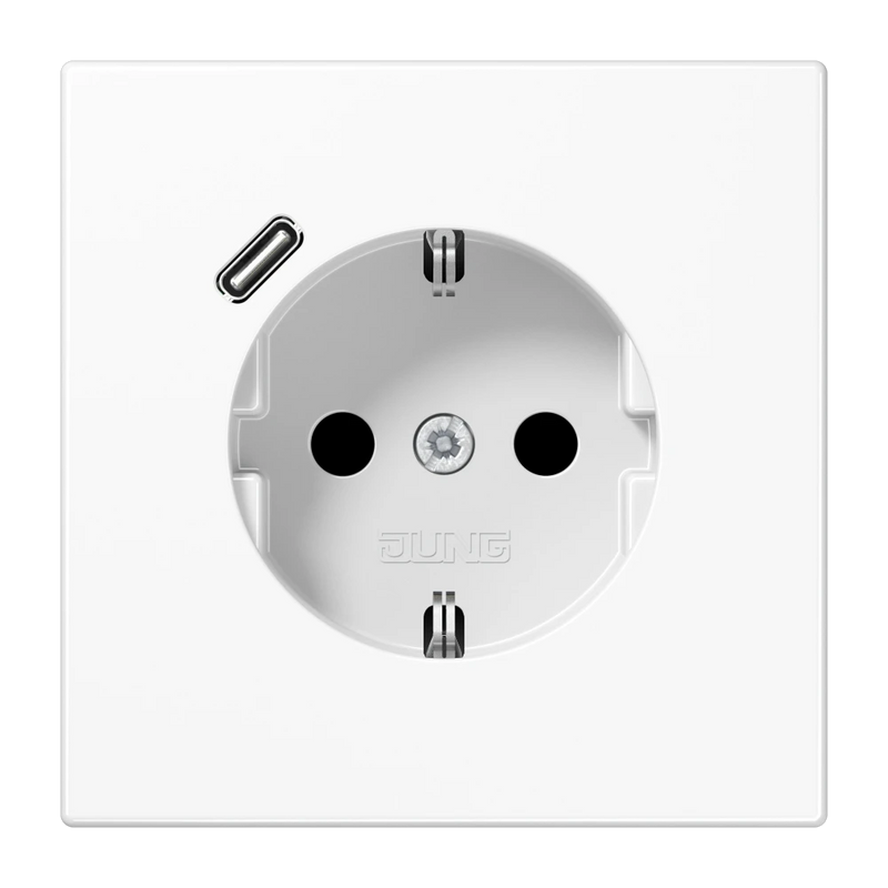 Carregue imagem no visualizador da galeriaTomada SCHUKO® com carregador USB tipo C branco LS1520-18C JUNG
