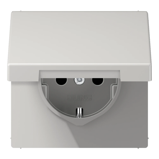 Tomada SCHUKO® Safety Plus com Tampa Basculante Cinzento Claro LS1520BFKIKLLG JUNG