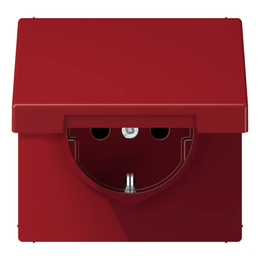 Tomada SCHUKO® com Tampa Basculante Vermelha Safety Plus LS JUNG