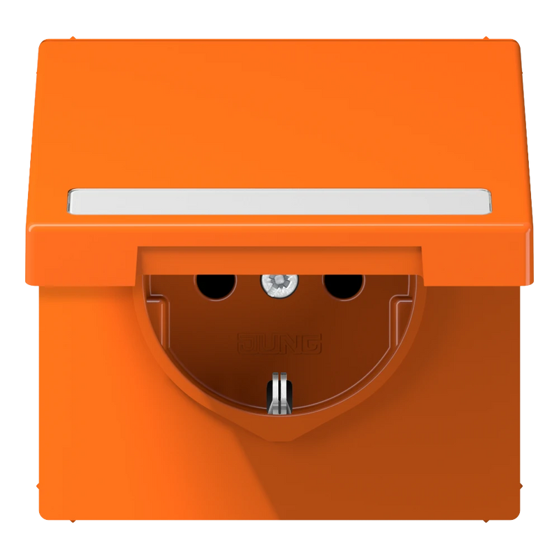 Cargue la imagen en el visor de la galería, Tomada SCHUKO® 16 A 250 V com Tampa Basculante Laranja LS1520BFNAKLO JUNG
