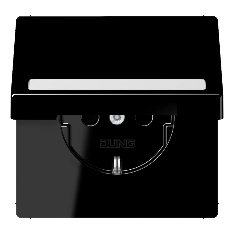 Cargue la imagen en el visor de la galería, Tomada SCHUKO® com Tampa Basculante e Campo de Inscrição Preto LS JUNG
