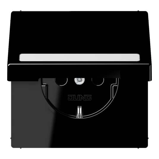 Tomada SCHUKO® com Tampa Basculante e Campo de Inscrição Preto LS JUNG