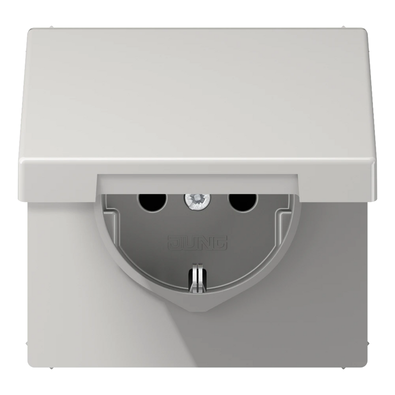 Load image into Gallery viewer, Tomada SCHUKO® com Tampa Basculante Cinzento Claro LS1520KIKLLG JUNG
