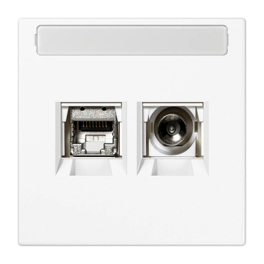 Tomada Smart TV com campo de inscrição branco mate LS JUNG