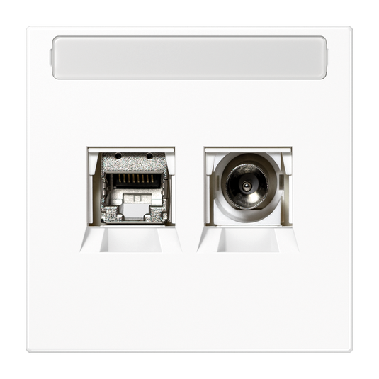 Tomada Smart TV, RJ45 Cat. 6A e conector de antena, branco - JUNG