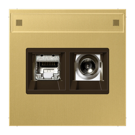 Tomada Smart TV com campo de inscrição latão classic Série LS JUNG