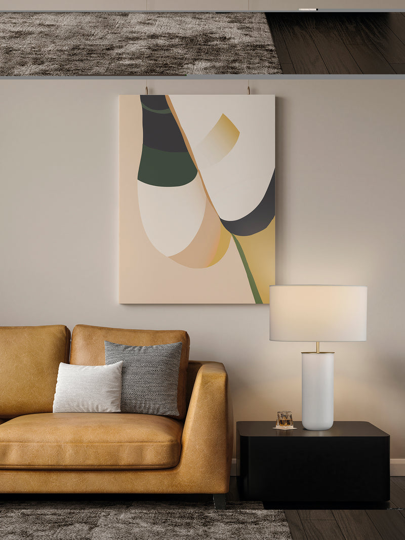 Load image into Gallery viewer, Pearl white table lamp with technical gold detail
