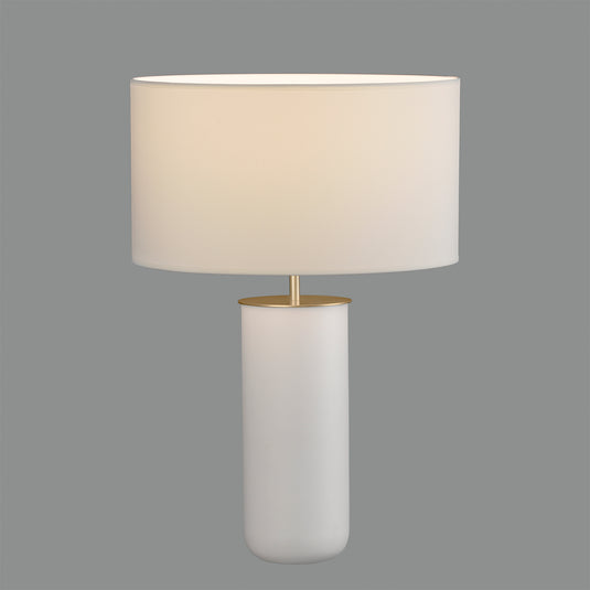 Pearl white table lamp with technical gold detail