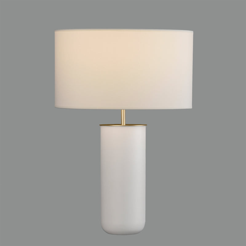 Load image into Gallery viewer, Pearl white table lamp with technical gold detail
