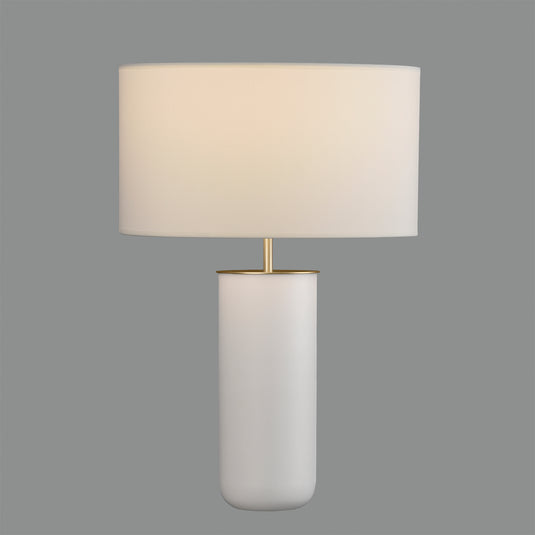 Pearl white table lamp with technical gold detail