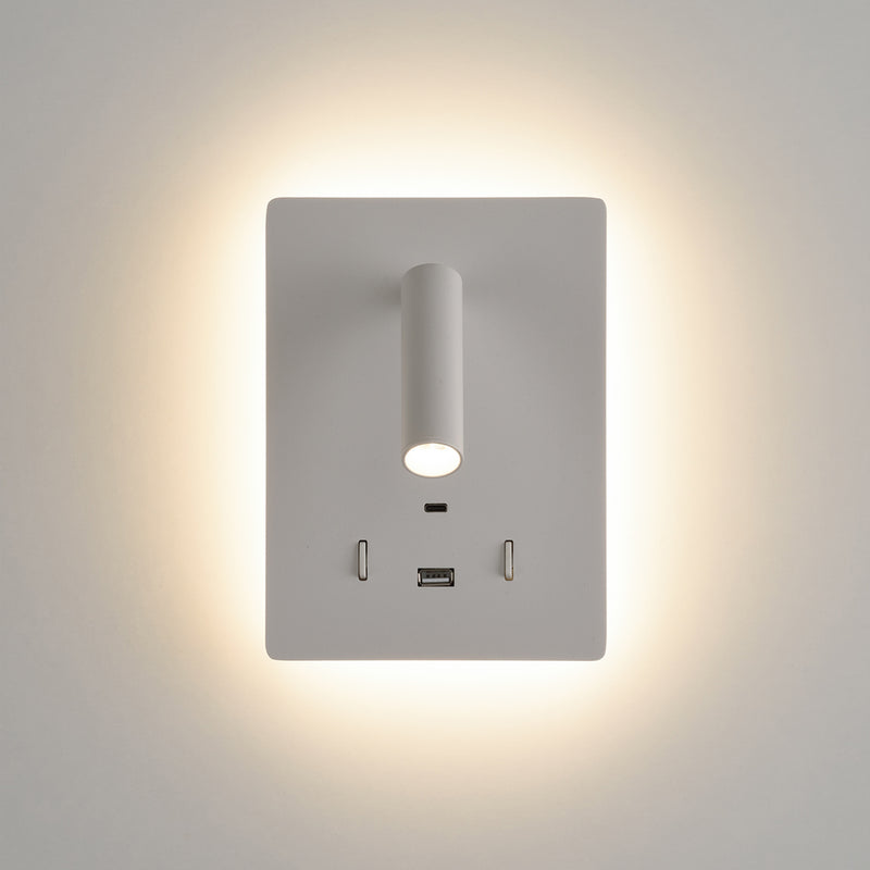 Carregue imagem no visualizador da galeriaAplique de Parede com luz orientável e carregamento USB, branco

