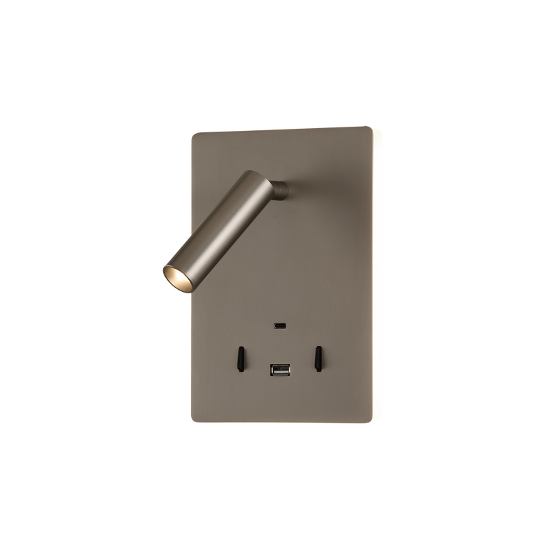 Carregue imagem no visualizador da galeriaAplique de Parede com luz orientável e carregamento USB, níquel
