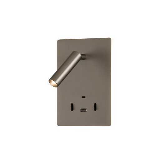 Aplique de Parede com luz orientável e carregamento USB, níquel