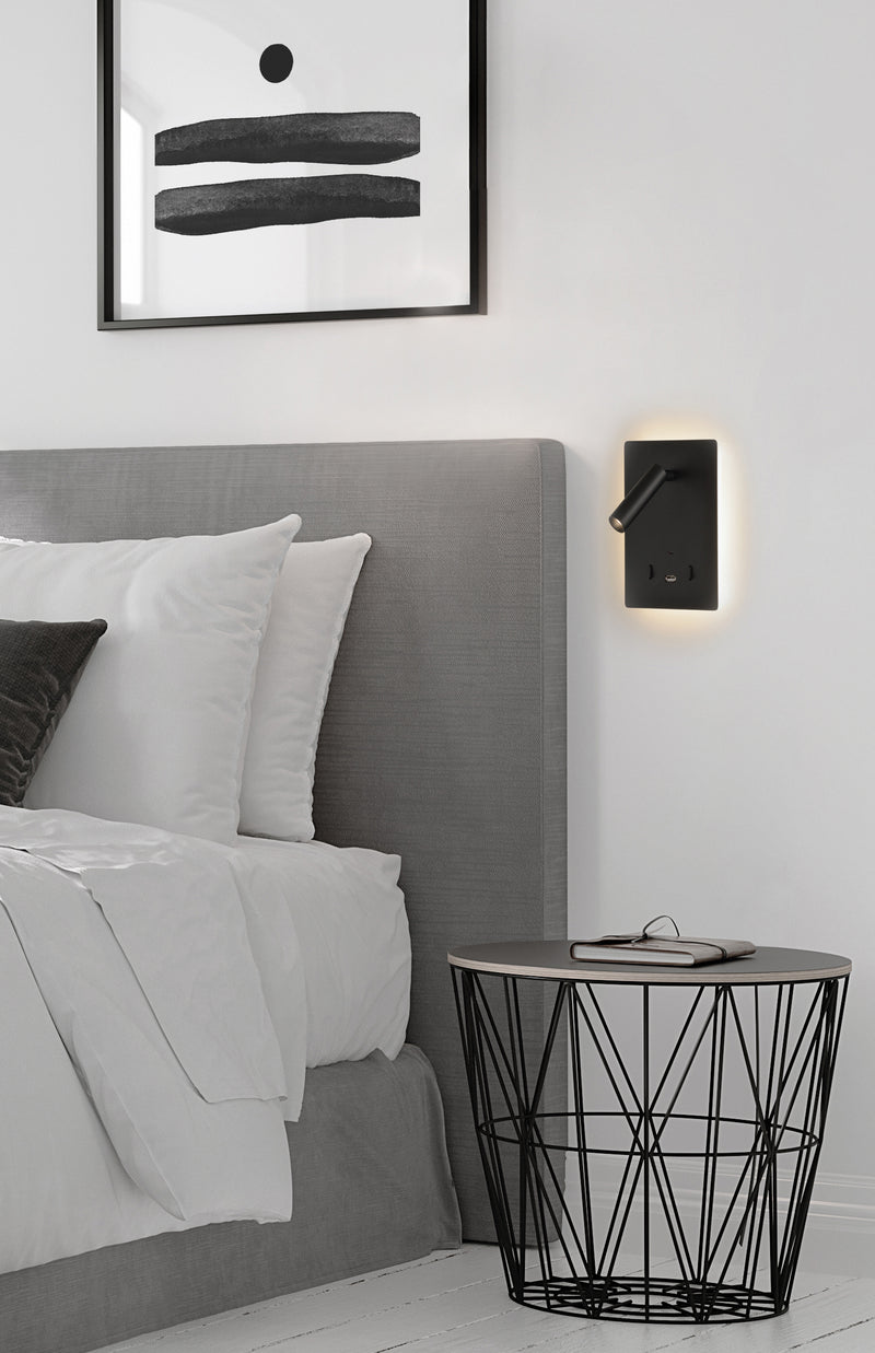 Carregue imagem no visualizador da galeriaAplique de Parede com luz orientável e carregamento USB, branco
