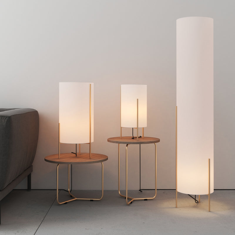 Load image into Gallery viewer, White table lamp with technical gold - 550mm
