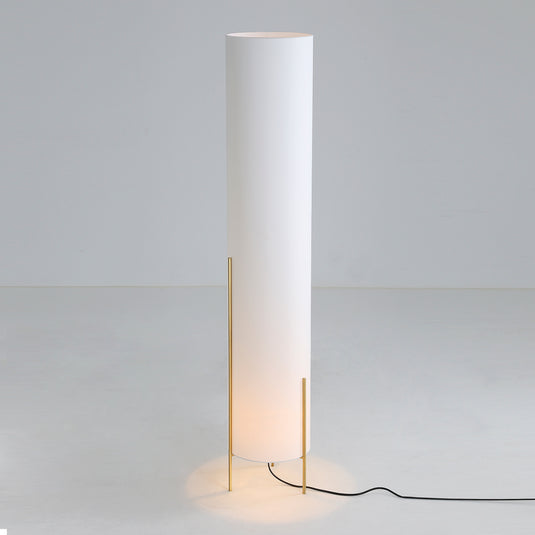 Lampadaire blanc avec finitions techniques dorées - 130 cm