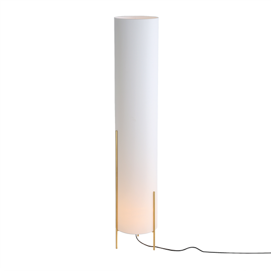 Lampadaire blanc avec finitions techniques dorées - 130 cm