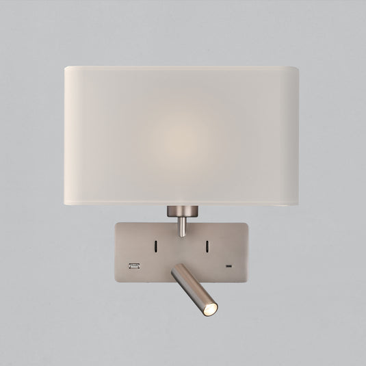 Wall light with adjustable light and USB-C and USB-A charging