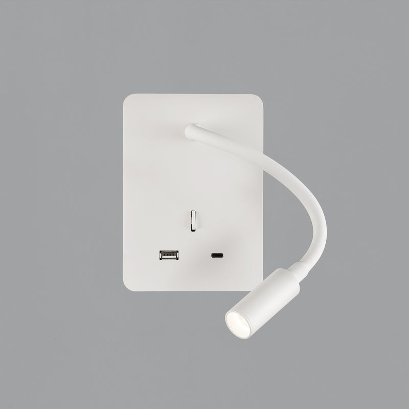 Carregue imagem no visualizador da galeriaAplique de Parede com luz orientável e carregamento USB, branco
