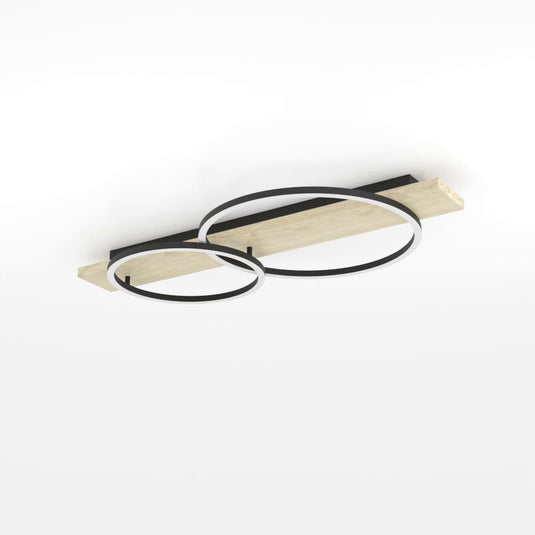 Candeeiro de teto LED preto com detalhe carvalho BOYAL EGLO