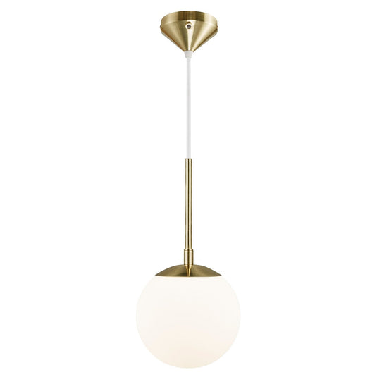 Candeeiro Pendente com Vidro Opalino Branco e Latão GRANT NORDLUX
