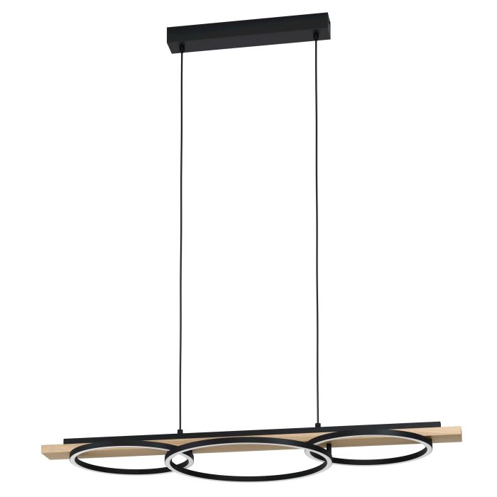 Cargue la imagen en el visor de la galería, Candeeiro de teto LED preto com madeira BOYAL EGLO
